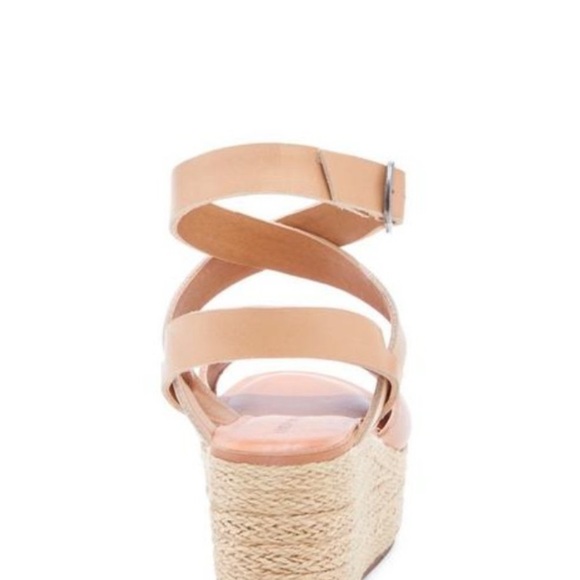 Lucky Brand Caramel Ginny Espadrille Open Toe Leather Wedge Sandal Size 9.5 - Picture 2 of 8